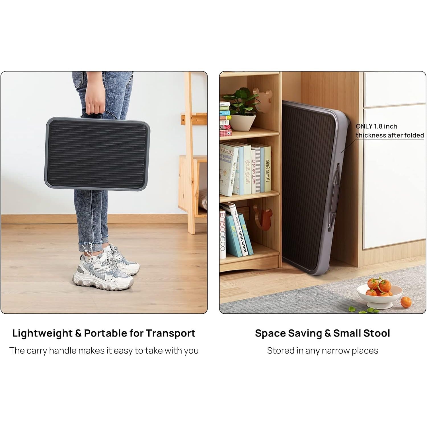 Buy now Ollieroo Metal Folding Step Stool, Wide One Step Stool with Non Slip Rubber Platform, 7 inch One Step Ladder, Max Load 330 lbs for Adults Kids, Portable Foot Stool for Kitchen Bedroom（Grey） at indiglob india