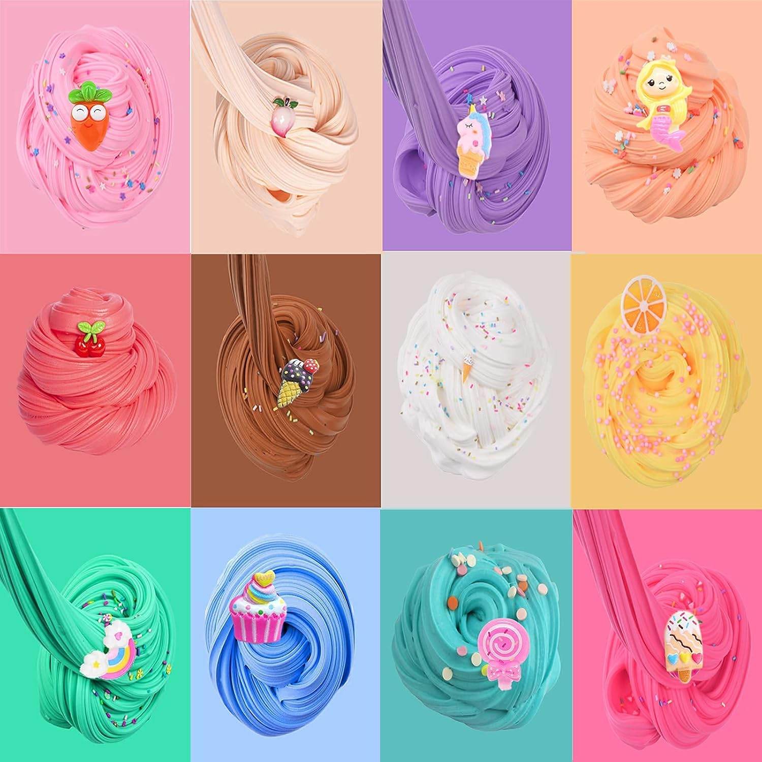 12 Pack Scented Mini Butter Slime Kit, with Unicorn, Rainbow, Animal Candy and Fruit Slime Charms Supplies, Super Soft & Non-Sticky, Ideal Gift for Kids, Stress Relief Putty Toy for Girl and Boys - My Store