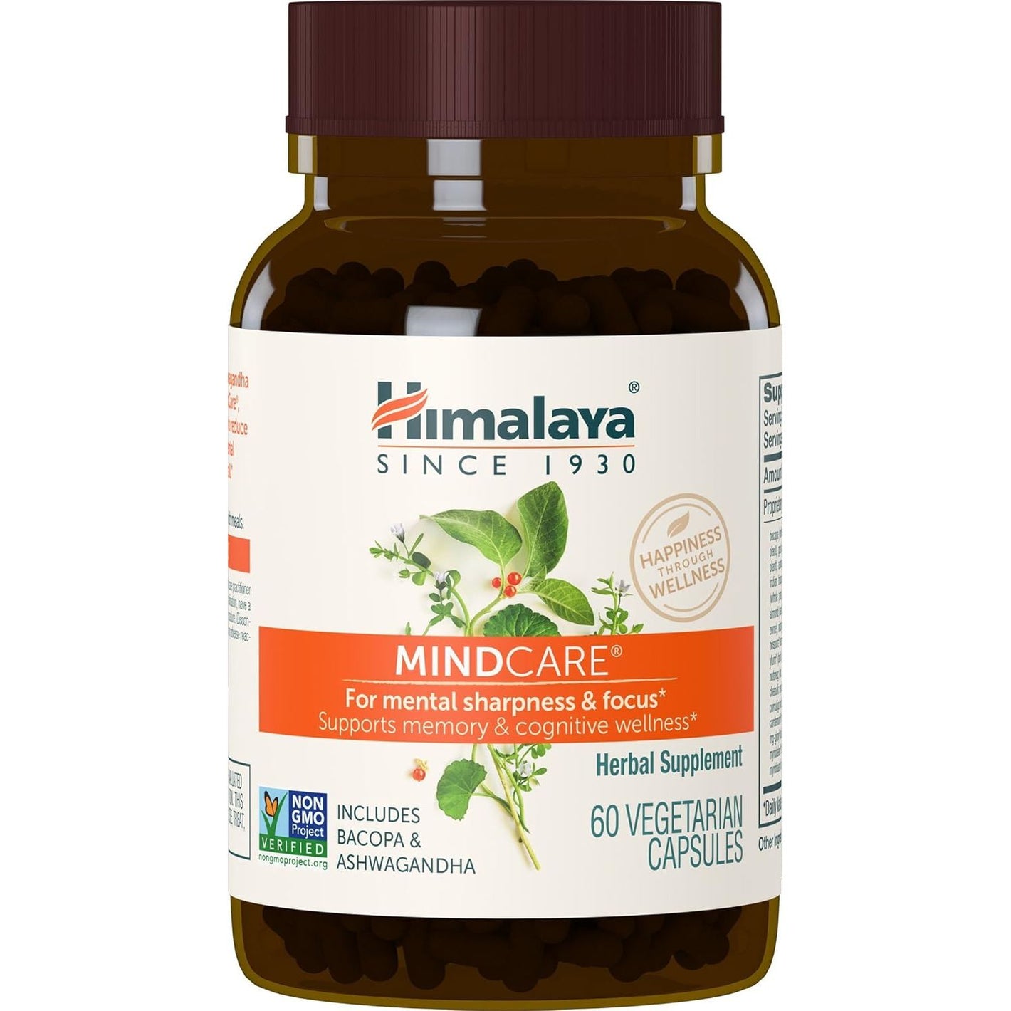 Himalaya MindCare - Nootropic Herbal Brain Supplements for Memory and Focus Support - Vegan, Non-GMO, Gluten Free, 1170 mg, 60 Capsules