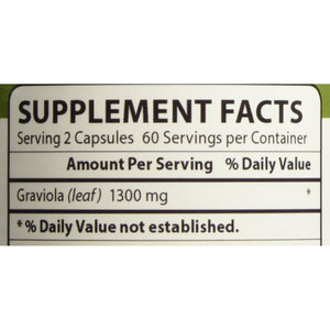 Graviola 120 Capsules Bottle, 1300 mg