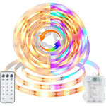 Buy now echosari Battery Powered Led Strip Lights with Remote Warm White, 8 Modes, Dimmable, Timer, Self-Adhesive, Cuttable, Waterproof, 9.8FT 90Led Strip Lights for TV Kitchen Cupboard Bedroom Decor Warm White & Multicolor at indiglob india