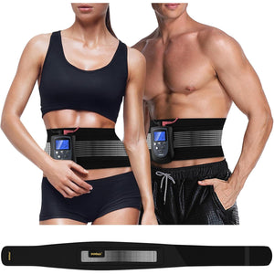 DOMAS Ab Belt Abdominal Muscle Toner- Abs Stimulator with 6 Modes Electronic Abs Stimulating Belt EMS Muscle Toning Belt for Men Women Training Device for Muscles Stomach Workout Massager