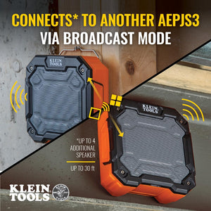 Buy now KLEIN TOOLS AEPJS3 Bluetooth Jobsite Speaker with Magnet and Hook, 20-Hr Run Time, Charge Via USB A or C, Pair Multiple Speakers Via Broadcast, Hands Free Capable at indiglob india