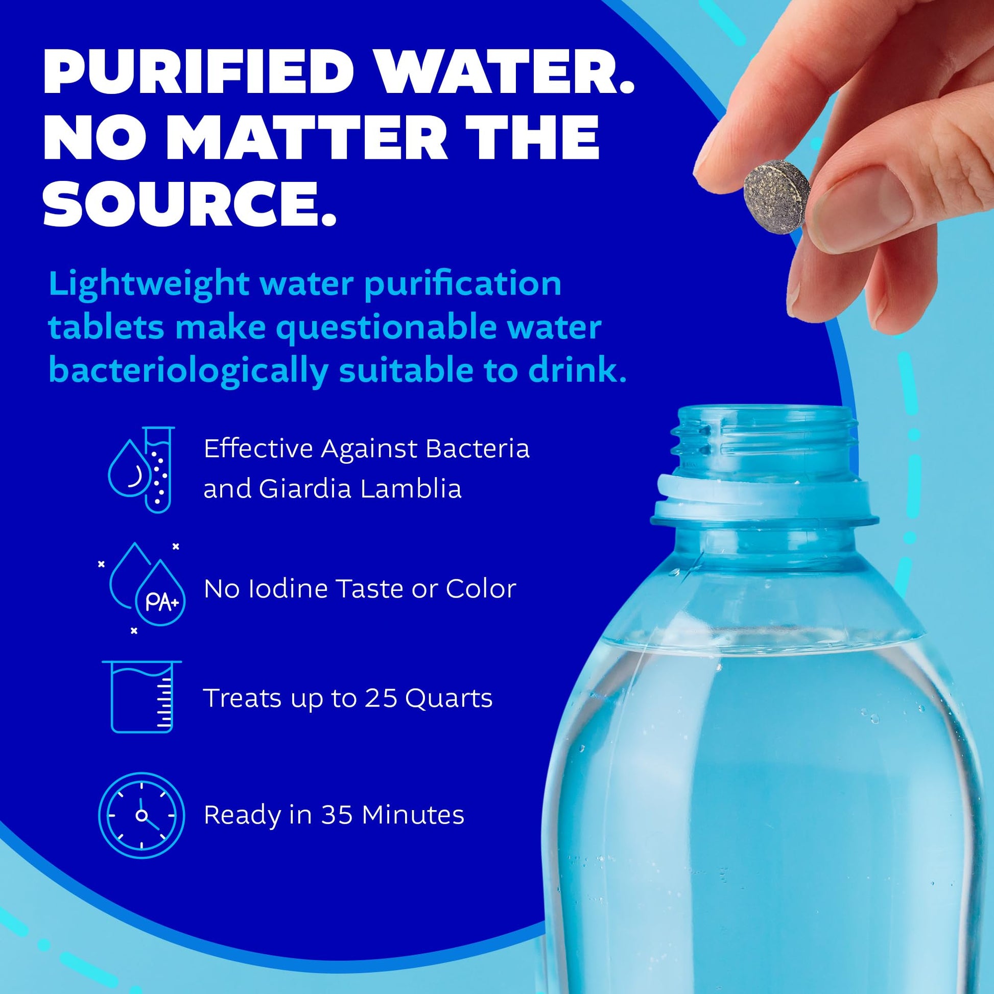 Buy now Potable Aqua Water Purification Tablets With PA Plus - Two 50 count Bottles at indiglob india
