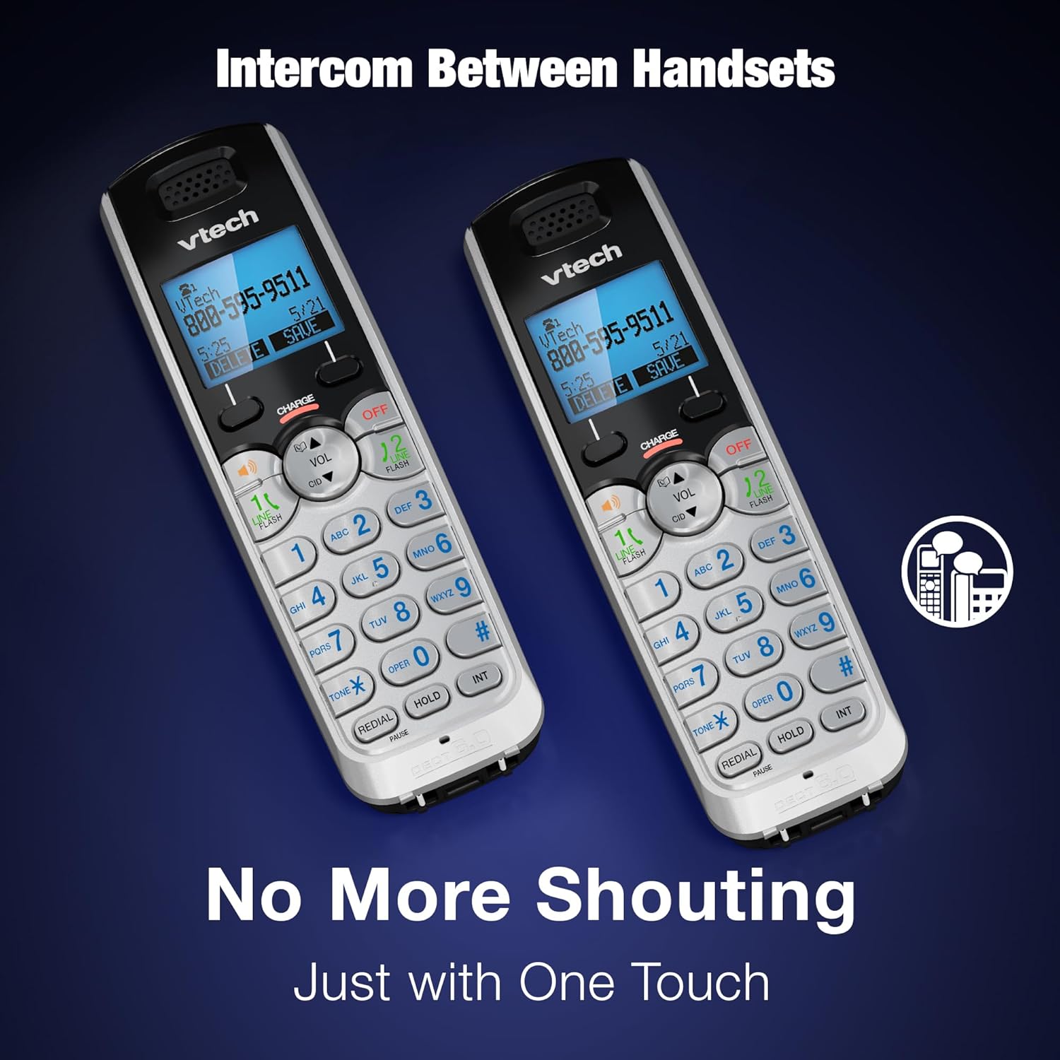 Buy now VTech Accessory Handset for DS6151 Series with 2-Line Cordless Phone, Suitable for Small Business or Home, Answering System, Expandable up to 12 Handsets, Intercom, Conference | DS6101 (Black/Silver) at indiglob india