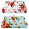 Oyachic 2 Packs Large Coin Purse Floral Cell Phone Pouch Clasp Wallet Handbags Change Pouch Clutch Buckle Vintage Kiss Lock Key Holder Women Bag - White and blue