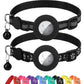 2 Pack Airtag Cat Collars, Reflective Cat Collar with Silicone Airtag Holder and Bell, Breakaway Cat Collars with Round Safety Buckle for Boy and Girl Cats, Adjustable for 7.5-12.5", Black