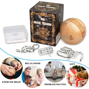 KINGOU Wooden Puzzle Magic Ball Brain Teasers Toy Intelligence Game Sphere Puzzles for Adults/Kids