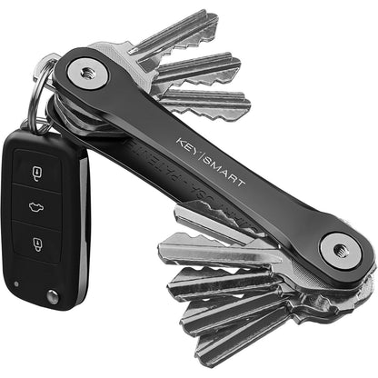 KEYSMART Key Holder for Keychain - Compact Key Organizer for Key Chain, Minimalist Clutter-Free EDC Keychains, Key Ring for Car Fobs Key Chains, Expandable (Up to 8 Keys, Black Flex)