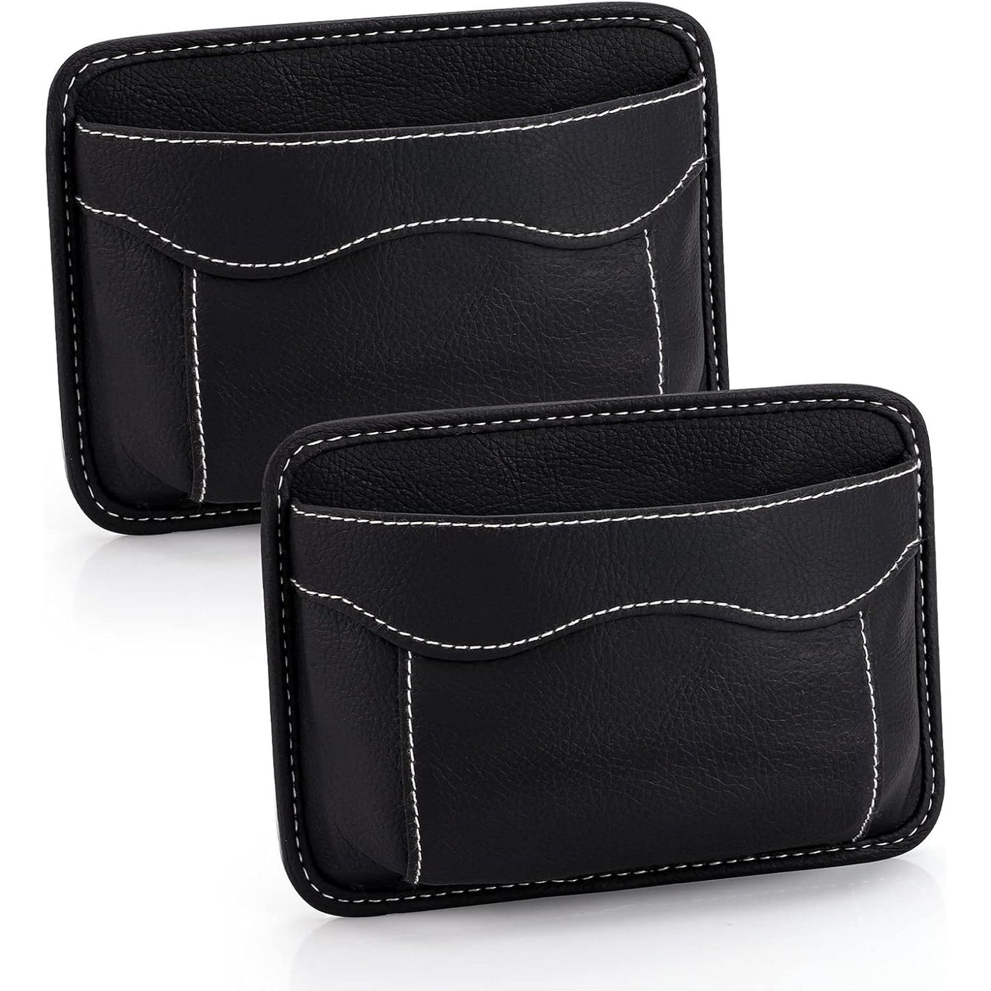 Accmor 2pcs Universal Car Side Pocket Organizer, PU Leather Car Pocket Pouch Cell Phone Sunglasses Holder for Car, Car Seat Gap Filler Accessories Organizer for Car Seat, Door, Window, Console