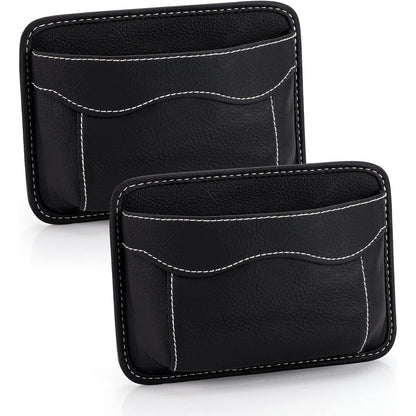 Accmor 2pcs Universal Car Side Pocket Organizer, PU Leather Car Pocket Pouch Cell Phone Sunglasses Holder for Car, Car Seat Gap Filler Accessories Organizer for Car Seat, Door, Window, Console