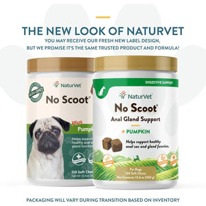 NaturVet - No Scoot for Dogs - 120 Soft Chews - Plus Pumpkin - Supports Healthy Anal Gland & Bowel Function - Enhanced with Beet Pulp & Psyllium Husk