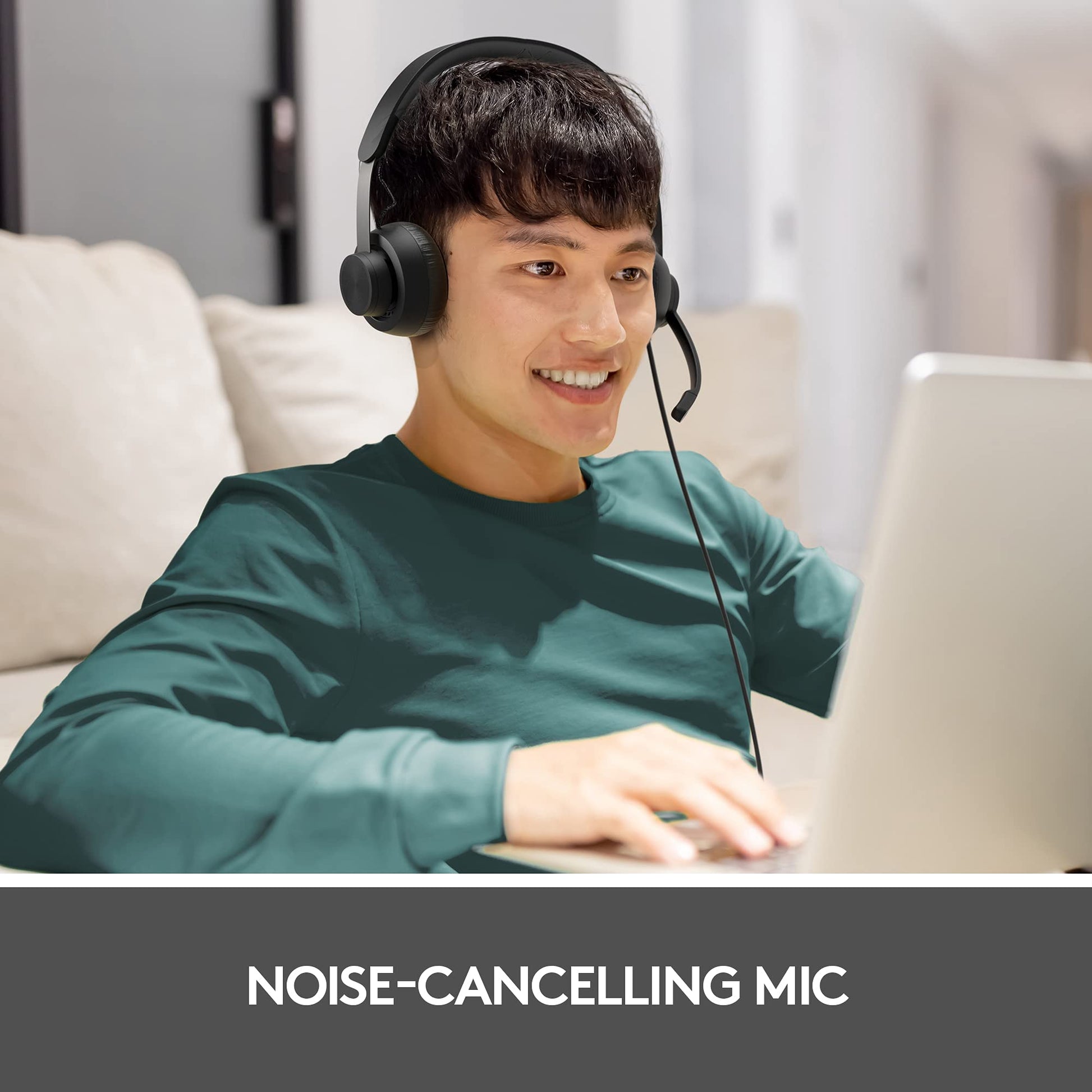 Buy now Logitech Zone 750 Wired On-Ear Headset with Advanced Noise-canceling Microphone, Simple USB-C and Included USB-A Adapter, Plug-and-Play Compatibility for All Devices at indiglob india