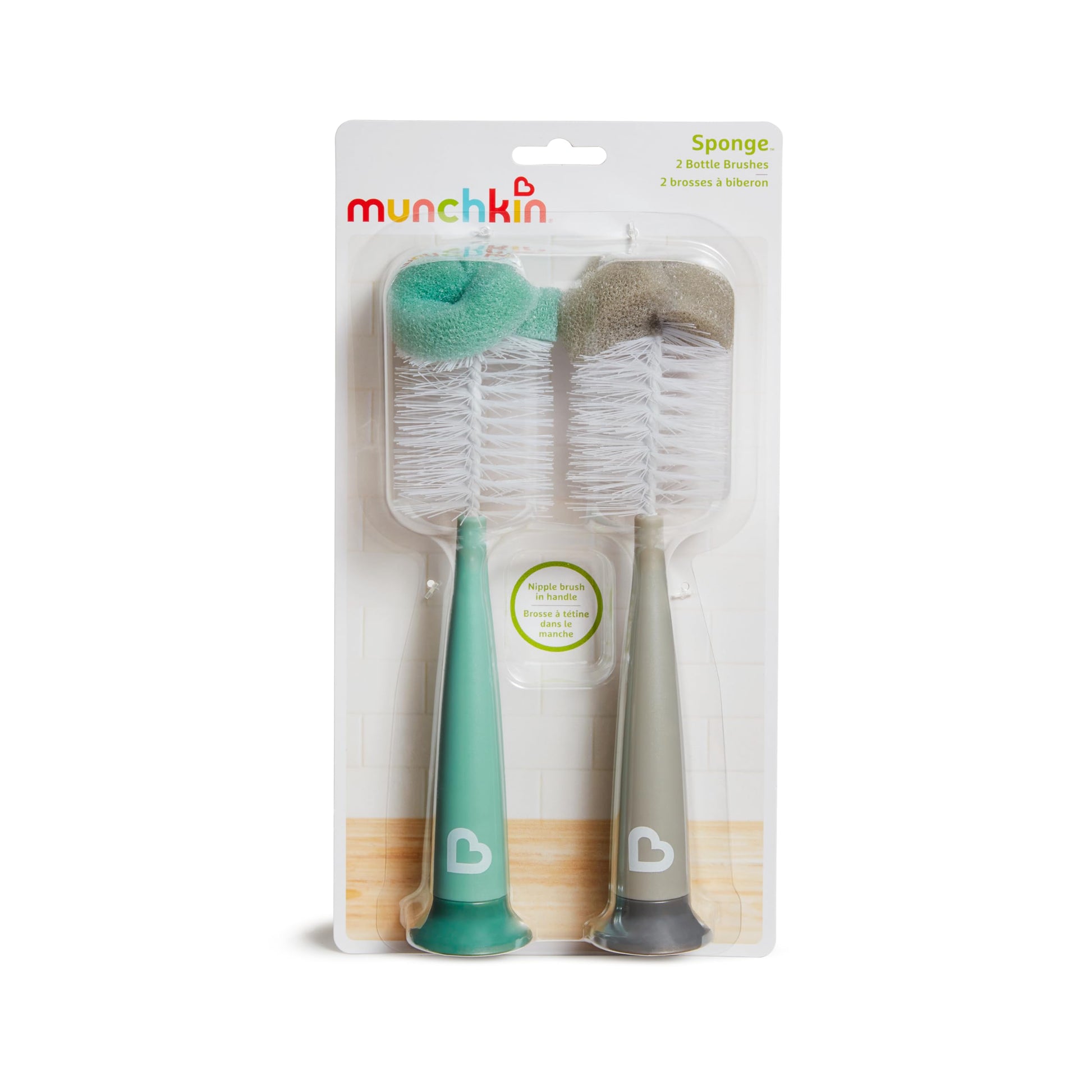 Buy now Munchkin Sponge Bottle Brush, Grey/Sage, 2 Count (Pack of 1) at indiglob india