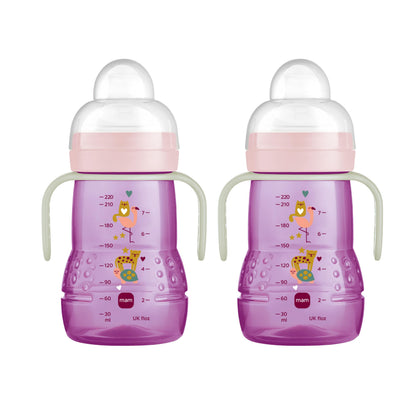 Buy now MAM Trainer Sippy Cup for Toddlers 1-3, 8 oz. Transition Drinking Cup with Extra-Soft Spout, Spill-Free Nipple, and Non-Slip Handles, for Boys 4+ Months, 1 Count Purple 2 Count (8 oz) at indiglob india