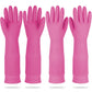 Mamison 2 Pairs Reusable Waterproof Household Dishwashing Cleaning Rubber Gloves, Non-Slip Kitchen Glove (Pink, Medium (Pack of 2))