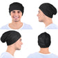 Geyoga 2 Pcs Adjustable Silk Satin Bonnet for Sleeping Men Silk Satin Beanie with Adjustable Elastic Band for Curly Hair(Black, Gray)