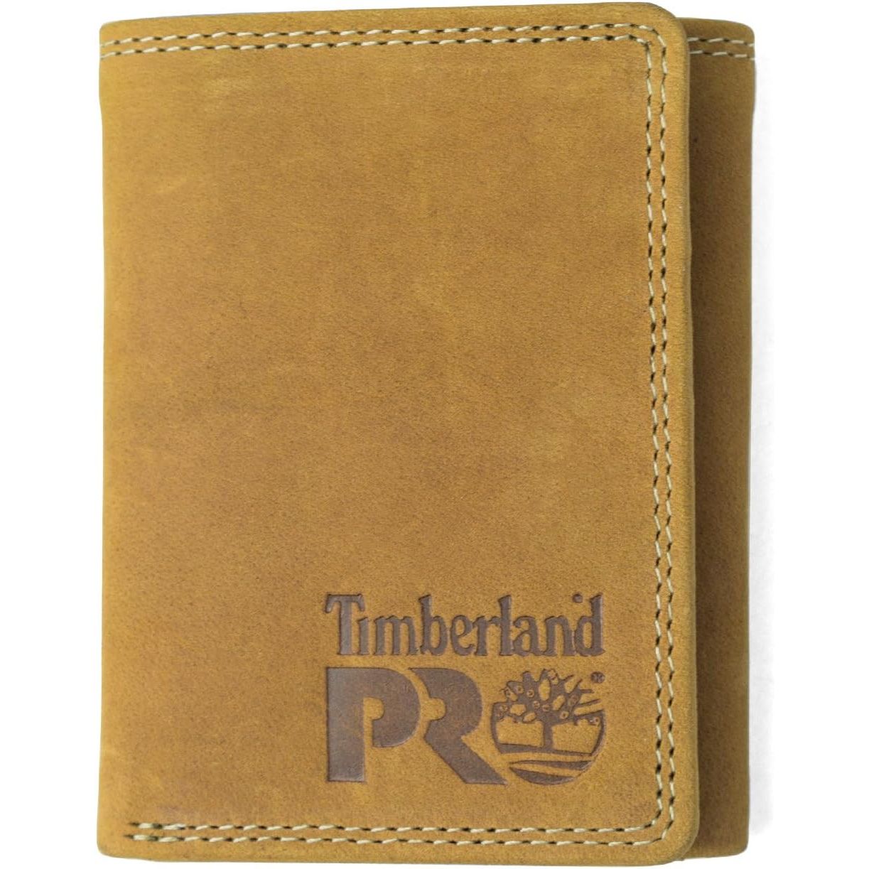 Timberland PRO Men's Leather Trifold Wallet with ID Window, Black/Bullard, One Size