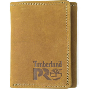 Timberland PRO Men's Leather Trifold Wallet with ID Window, Black/Bullard, One Size
