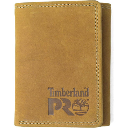 Timberland PRO Men's Leather Trifold Wallet with ID Window, Black/Bullard, One Size