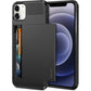 Vofolen Compatible with iPhone 12 Mini Case 5G Wallet Cover Credit Card Holder Slot Sliding Door Hidden Back Pocket Anti-Scratch Dual Layer Protective Shell Compatible with iPhone 12 Mini Black