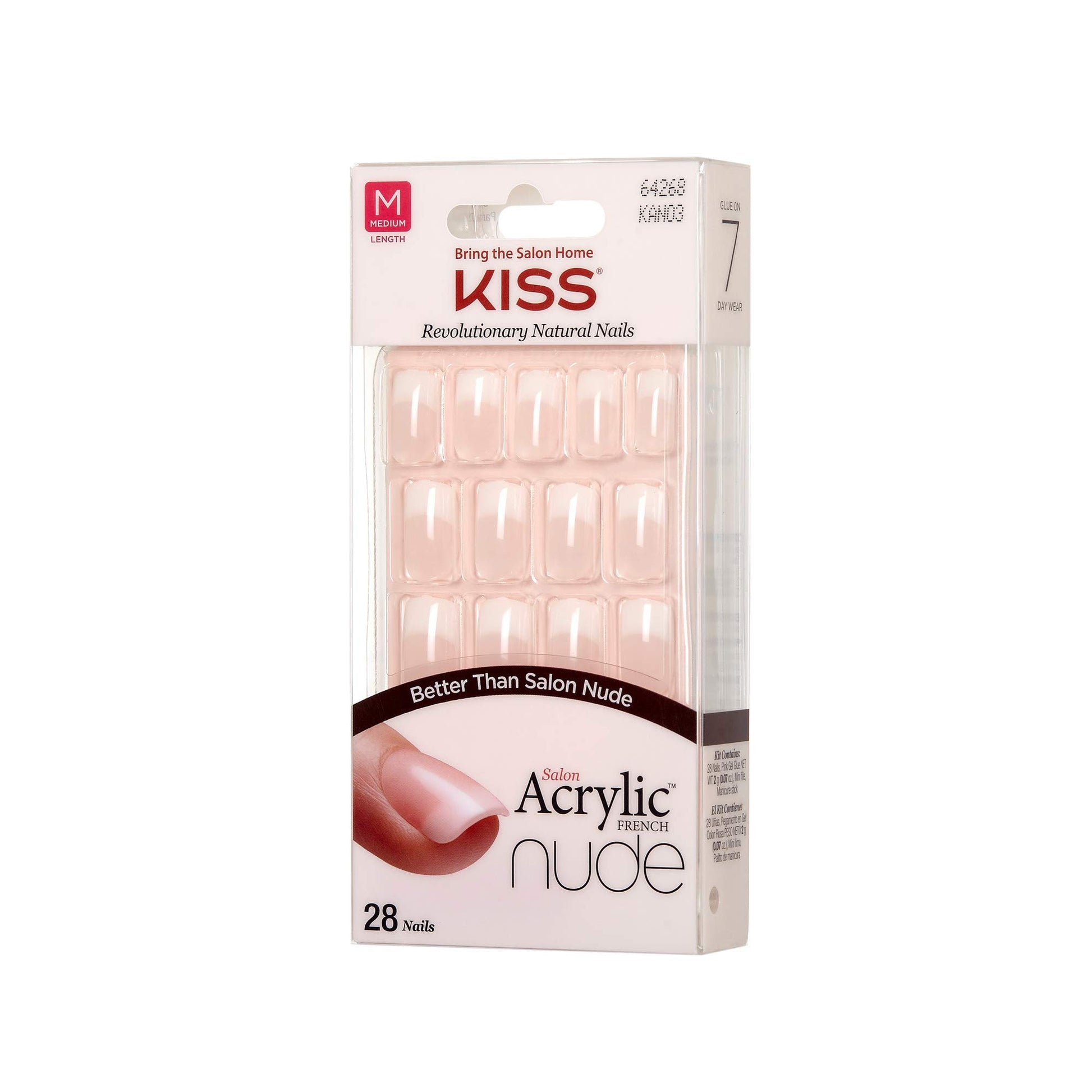 Buy now Kiss Salon Acrylic Nude French 28 Count Medium Length Flat (Pack of 6) at indiglob india