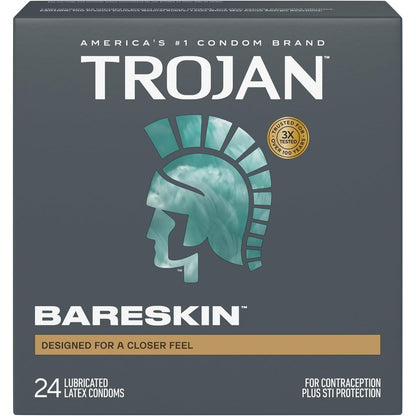 Trojan Bareskin Thin Premium Lubricated Condoms - 24 Count