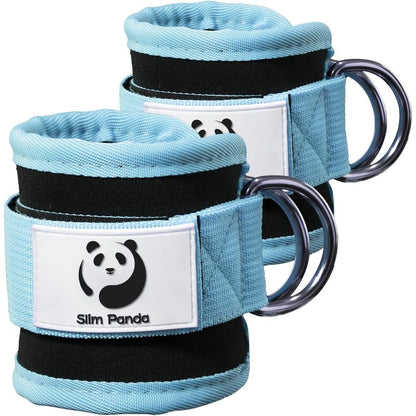 Slim Panda Ankle Strap for Cable Machine,Ankle Cuff for Kickbacks, Booty Hip Abductors,Glute Workouts, Leg Extensions, Curls for Men and Women, Adjustable with Double D-Rings