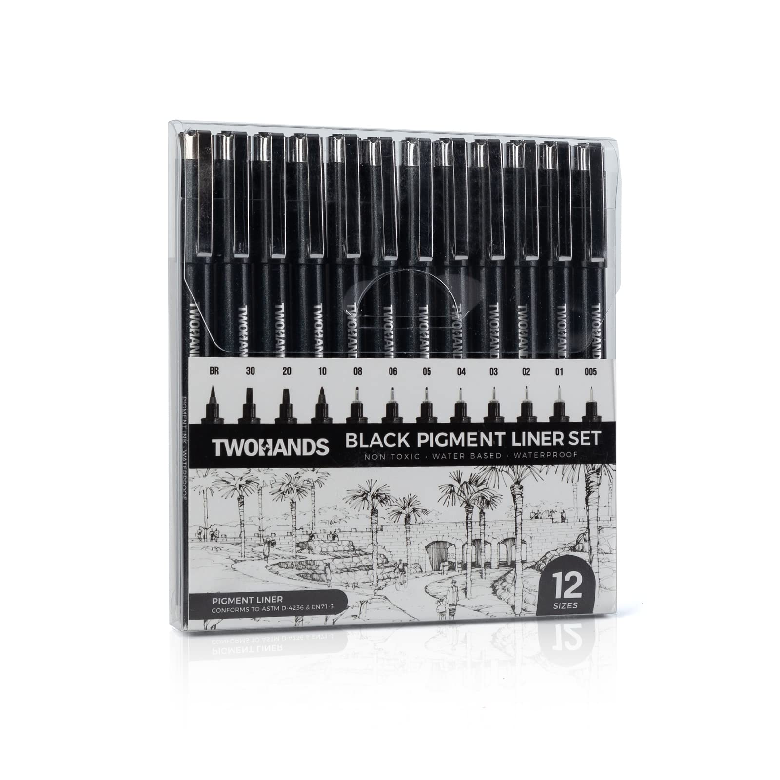 Buy now TWOHANDS Art Pens,Fineliner Ink Pens,Set of 12 Technical Drawing pen,Pigment Pen,Fine Point,Black,Waterproof,for Art Watercolor,Sketching,Anime,Manga, 902188 at indiglob india