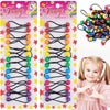 28 Pcs Hair Accessories: 12mm Bubble Twinbead Ponytail Holders with Balls for Girls and Toddlers (Black/White) - Red/Orange/Yellow/Lime/Azure/Magenta