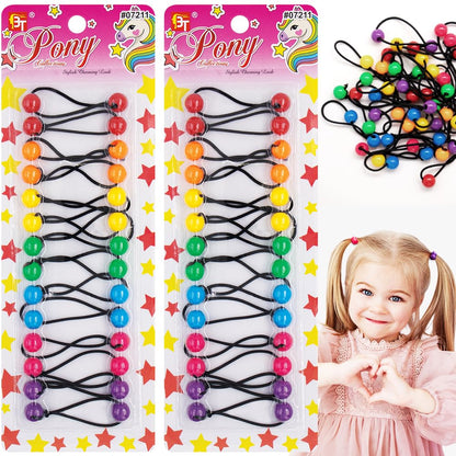 28 Pcs Hair Accessories: 12mm Bubble Twinbead Ponytail Holders with Balls for Girls and Toddlers (Black/White)