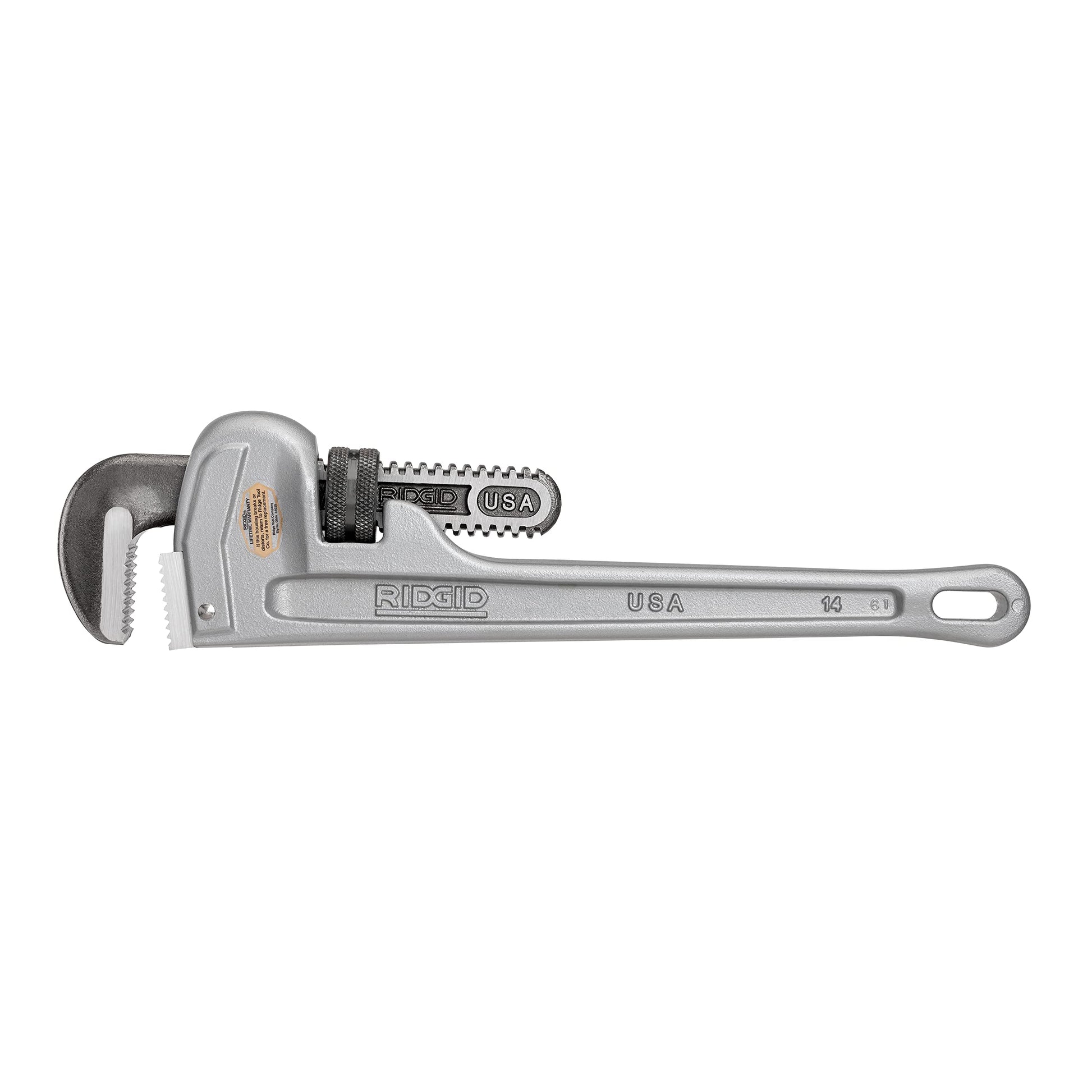 Buy now RIDGID 31095 Model 814 Aluminum Straight 14" Plumbing Pipe Wrench, Silver, Made in the USA at indiglob india