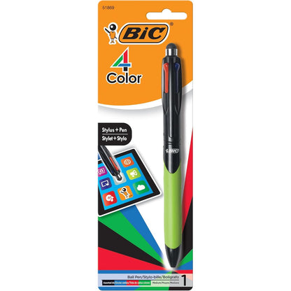 BIC 4-Color Grip Stylus Ball Pen, Medium Point (1.0mm), Assorted Inks, 1-Count (MMGSTP11)