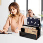 Buy now Acrylic Desktop File Sorter Thick Cast Holder for Document Paper Letter Book Envelope Laptop Office File Organizer Stand Rack on Office Desktop (Black) at indiglob india