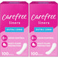 Carefree Panty Liners for Women, Extra Long, Unwrapped, Unscented, 100ct | Pantiliners, Carefree, Daily for Women, Light Periods and Leaks, 8-Hour Odor Control|100ct (Packaging May Vary)