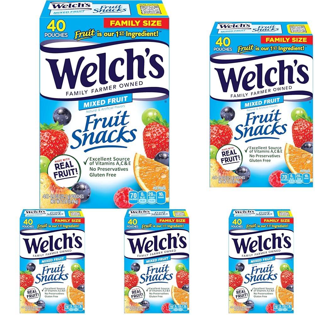 Buy now Welch's Fruit Snacks, Mixed Fruit Snack Box, Gluten Free, 0.8oz Snack Packs (Pack of 40) at indiglob india