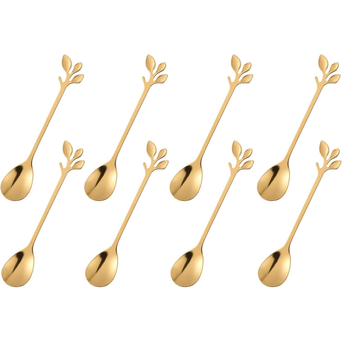 dcieiosul Gold Plated Stainless Steel Mini Coffee Espresso Spoon, Tableware Flatware Dessert Teaspoons Small Soup Spoons Set of 8, 4.9 inch Specialty Demitasse Stirring Spoons (Gold spoons)