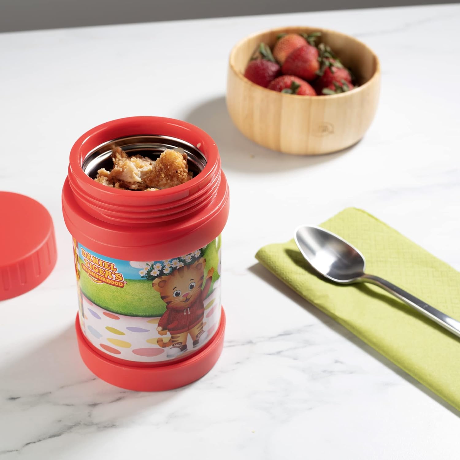 Buy now Daniel Tiger's Neighborhood Stainless Steel 13 oz Food Jar for Kids, Red -Double Wall Insulated, Leak-Proof thermos Jar Keeps Liquids & Food Hot or Cold for Hours-Fits Inside All Lunch Boxes & Bags at indiglob india
