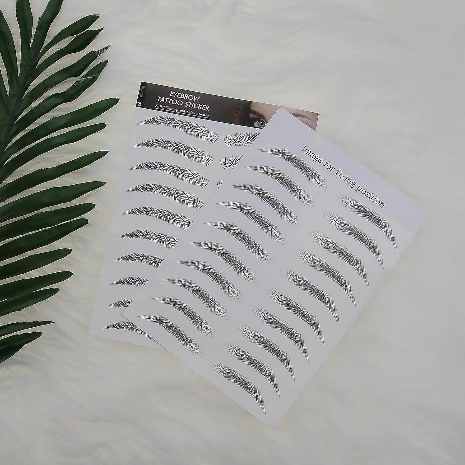 10 Sheets Black 6D Eyebrows Stickers Imitation Ecological Hair-Like Waterproof Natural Tattoos Eyebrows Stickers 100 Pairs - My Store
