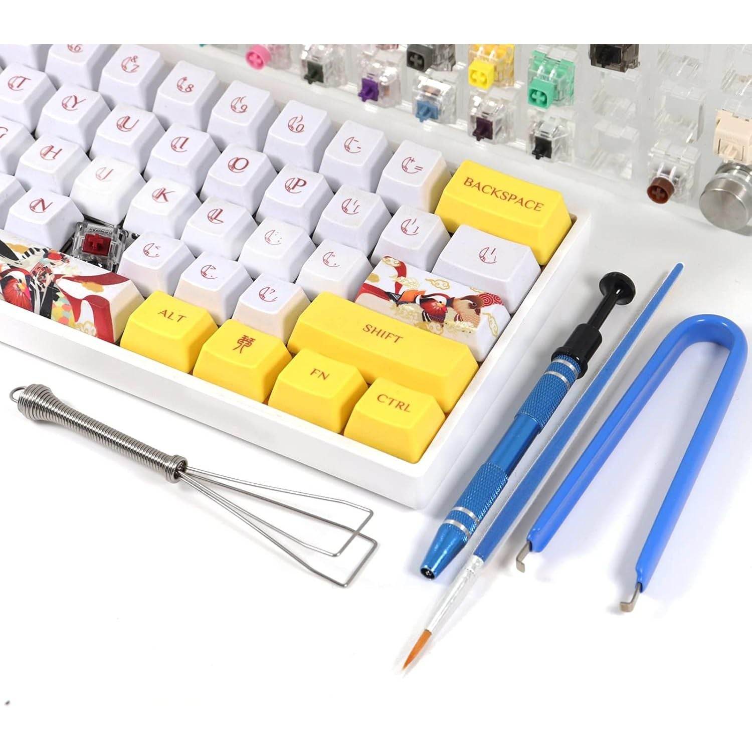 Byhoo Keyboard Lube Switch Puller Kits 4PCS Lube Station Keycap Puller Remover Mechanical Keyboard Key Switch Stem Holder Compatible Gateron Kailh MX Switches Keyboard Cleaner Clean Kits 4 Prong Tool - My Store