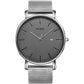 BUREI Men Watches Brown Leather Fashion Minimalist Wrist Watch Simple Ultra Thin Waterproof Quartz Watches All Black Stainless Steel Mesh Band,Gift for Men Women