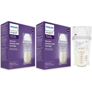 Philips AVENT Breast Milk Storage Bags, Clear, 6 Ounce, 50 Pack, SCF603/50