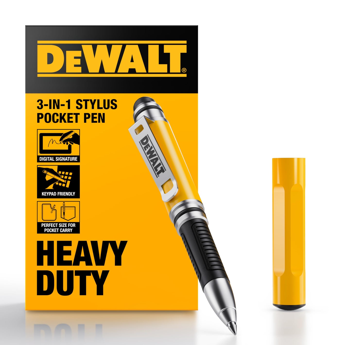 Buy now DEWALT Heavy Duty 3-in-1 Mini Stylus Pocket Pen, Tablet Pens for iPad, EDC Touch Screen Pens, Ballpoint w/Touchscreen Tip, Keypad Tip, Compatible iPhone Stylus Pen, Extra Ink Cartridge, Gifts for Dad at indiglob india