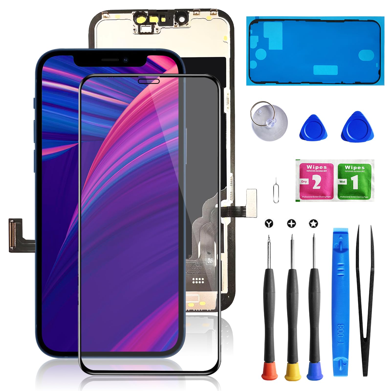 Buy now for iPhone 11 Screen Replacement 6.1 3D Touch Screen LCD Display Digitizer for A2111, A2223, A2221 Cell Phone Repair Kits+ Waterproof Frame Adhesive Sticker+Screen Tempered Protector+Face ID at indiglob india