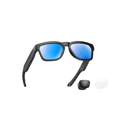 Buy now OhO Smart Glasses, Audio Glasses With Bluetooth Speaker,Reading Glasses With Voice Control and Open Ear,(Men/Women) Black Frame-blue Lens (Color) at indiglob india
