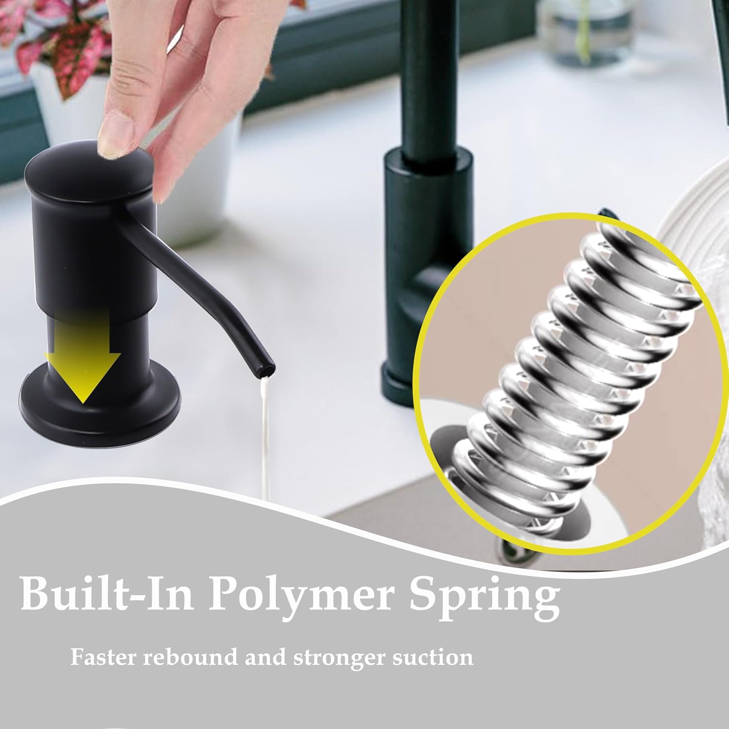 Buy now Sink Soap Dispenser Pump Black Built in Kitchen Counter Dish Soap Dispenser with 41" Extension Tube/17 Oz Bottle for Bathroom Under Sink Hand Soap Lotion Pump at indiglob india