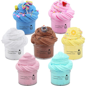 7 Pack Cake Butter Slime Kits, Soft and Non-Sticky Slime Kit Party Favors for Girls and Boys