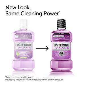 Buy now Listerine Total Care Intense Anticavity Fluoride Mouthwash, 6 Benefits in 1 Oral Rinse Helps Kill 99% of Bad Breath Germs, Prevents Cavities, Provides 360 Clean*, ADA-Accepted, Intense Mint, 1 L at indiglob india