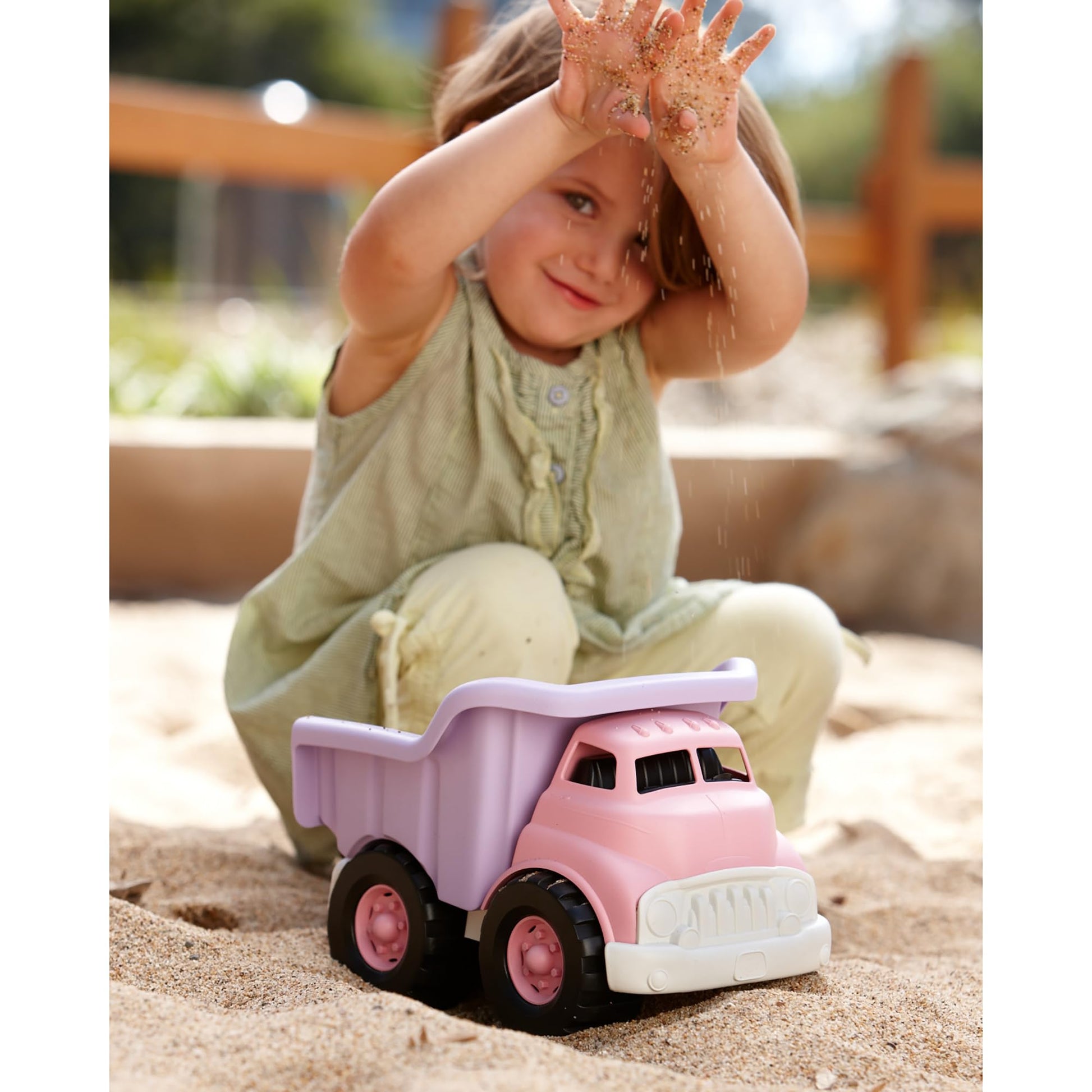 Buy now Green Toys Dump Truck in Pink Color - BPA Free, Phthalates Free Play Toys for Improving Gross Motor, Fine Motor Skills. Play Vehicles at indiglob india