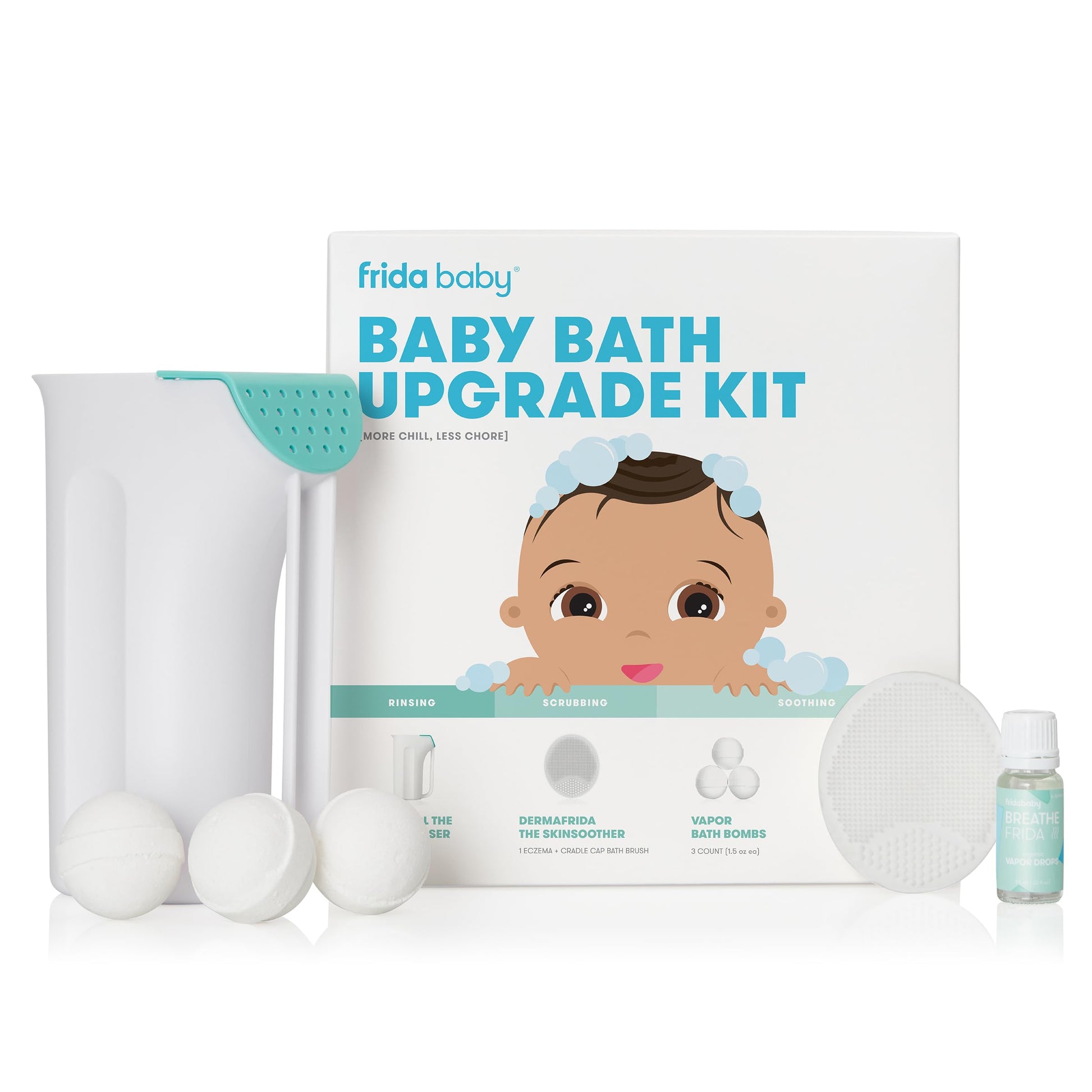 Buy now Frida Baby Control The Flow Bath Rinse Cup, Tear Free Rinser to Wash Hair and Body with Easy Grip Handle and Removable Rain Shower, Made in USA at indiglob india